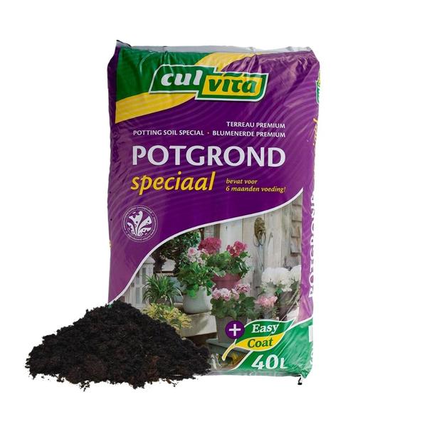 Culvita – Spezial-Blumenerde mit 6 Monaten Nährstoffen 40 Liter – Premium-Erde für Zimmerpflanzen & Pflanzen im Freien – einschließlich EasyCoat Pflanzennahrung